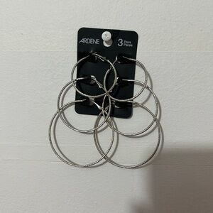 2/12$ Ardene Silver Hoop Earrings Set